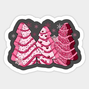 Pink Trees Christmas Cake Sticker